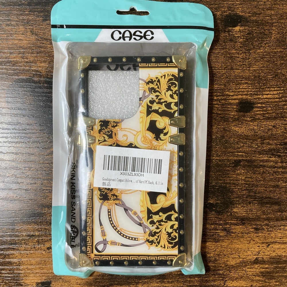 Phone Case Black Gold White Studded Links And Chain Design
